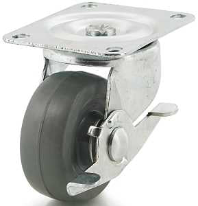 Dh Casters C-GD30MRSB Swivel Caster, 3 in Dia Wheel, 1-1/4 in W Wheel, Rubber Wheel, Gray, 225 lb