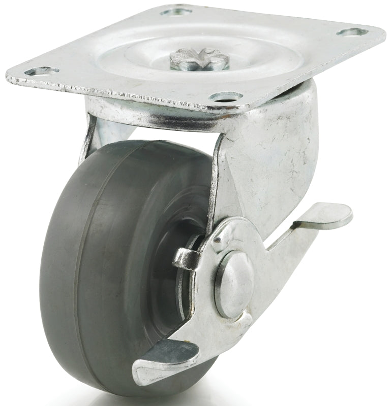 Dh Casters C-GD30MRSB Swivel Caster, 3 in Dia Wheel, 1-1/4 in W Wheel, Rubber Wheel, Gray, 225 lb