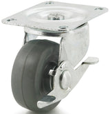 Dh Casters C-GD30MRSB Swivel Caster, 3 in Dia Wheel, 1-1/4 in W Wheel, Rubber Wheel, Gray, 225 lb