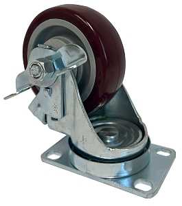 Dh Casters C-LM35P1DPBSB Rigid Caster, 3-1/2 in Dia Wheel, Rubber Wheel, 100 to 150 lb