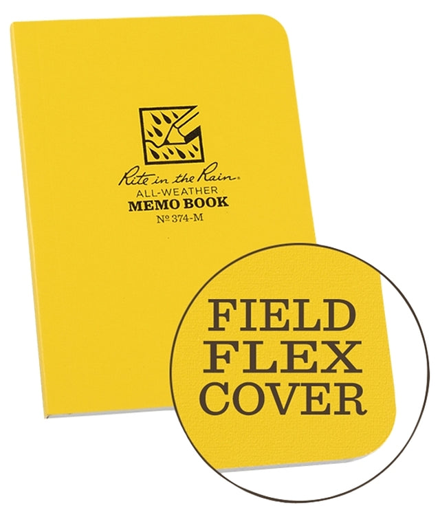 Rite in the Rain 374-M Memo Book with Field-Flex Cover, 3-1/8 x 5 in Sheet, 56-Sheet, White Sheet