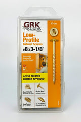 GRK Fasteners 12083 Cabinet Screw, #8 Thread, 3-1/8 in L, Coarse Thread, Washer Head, Star Drive, Steel, Yellow Zinc