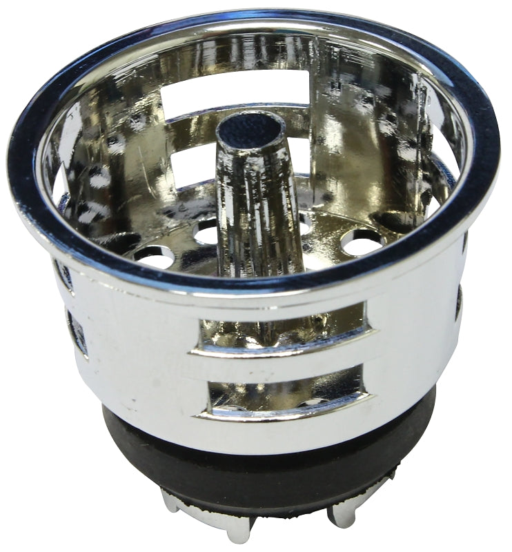 Plumb Pak PP820-29 Basket Strainer, 1-11/16 in Dia, Plastic, Chrome, For: Junior Duo Sink