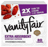 Vanity Fair 35236 Extra Absorbent Napkin, 6.38 in L, 6.38 in W, 2-Ply, Paper, Pack of 12