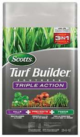Scotts Turf Builder 26007B Southern Triple-Action Fertilizer Bag, Granular, 29-0-10 N-P-K Ratio