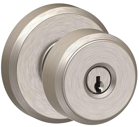 Schlage F Series F51VBWE619 Entry Knob, Bowery, Knob Handle, Satin Nickel, Metal, C Keyway, 2-3/4 in Dimensions