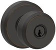 Schlage F51 V BWE 716 Entry Knob Set, Knob Handle, Aged Bronze, Metal, C Keyway, Re-Key Technology: Traditional