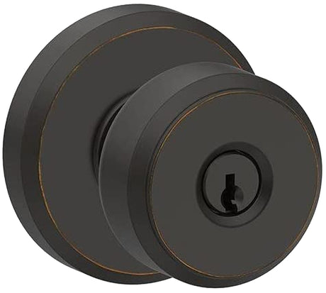 Schlage F51 V BWE 716 Entry Knob Set, Knob Handle, Aged Bronze, Metal, C Keyway, Re-Key Technology: Traditional