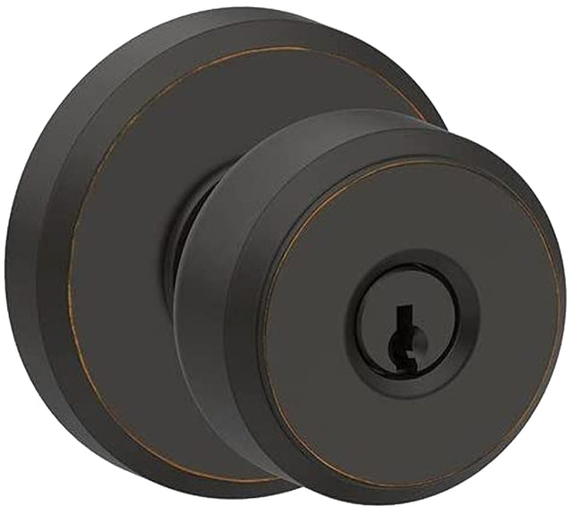 Schlage F51 V BWE 716 Entry Knob Set, Knob Handle, Aged Bronze, Metal, C Keyway, Re-Key Technology: Traditional