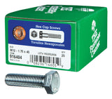 HILLMAN M12-1.75 mm D X 45 mm L Heat Treated Steel Hex Head Cap Screw 25 pk
