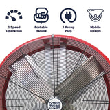 MaxxAir BF30DD Portable Barrel Fan, 120 V, 2-Speed, 4050 to 5000 cfm Air, Red