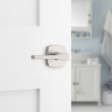 Weiser Prague 9GLA3310-136 Privacy Door Handle, Transitional Design, Lever Handle, Satin Nickel, Zinc, Pushbutton