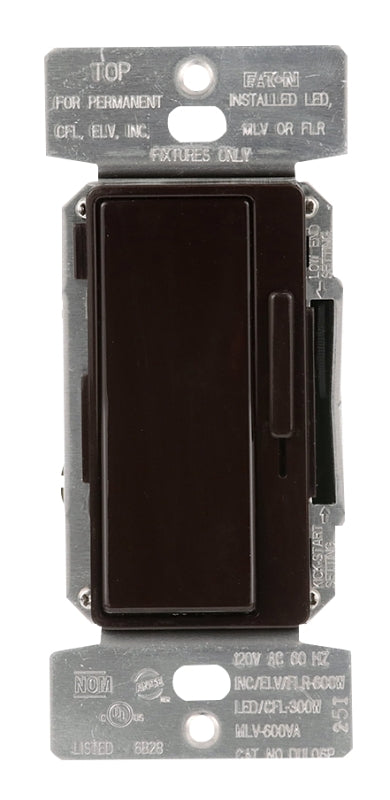 Eaton AL, DUL06P DUL06P-C7-KB-L Decorator Dimmer, 120 VAC, 600 W, CFL, Halogen, Incandescent, LED Lamp, 3-Way