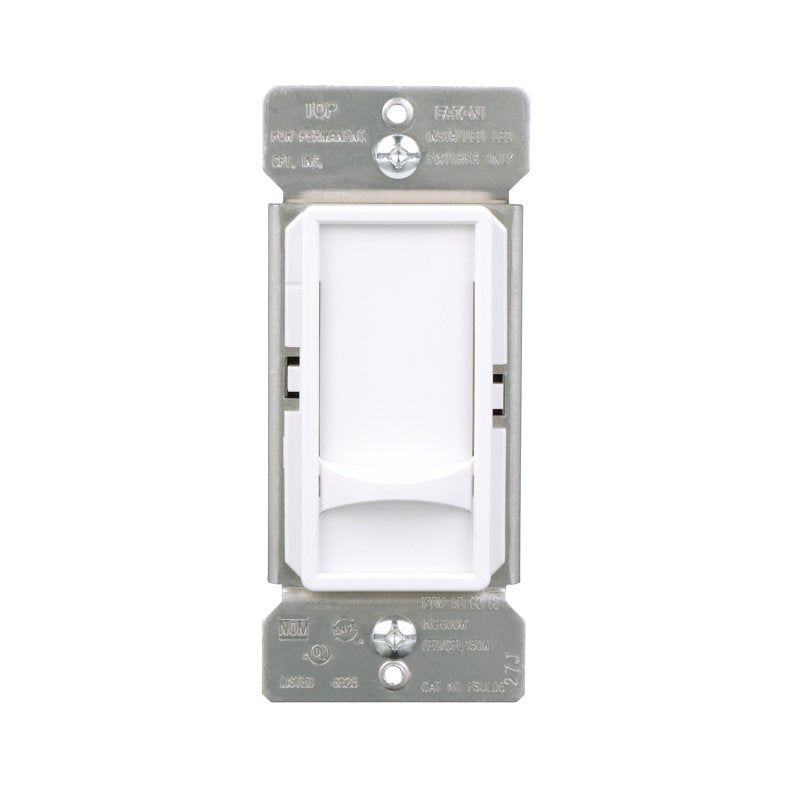 Eaton FSUL06-W-KB-L LED Slide Dimmer, 120 V, 3-Gang, CFL, Fluorescent, Halogen, Incandescent, LED Lamp, White