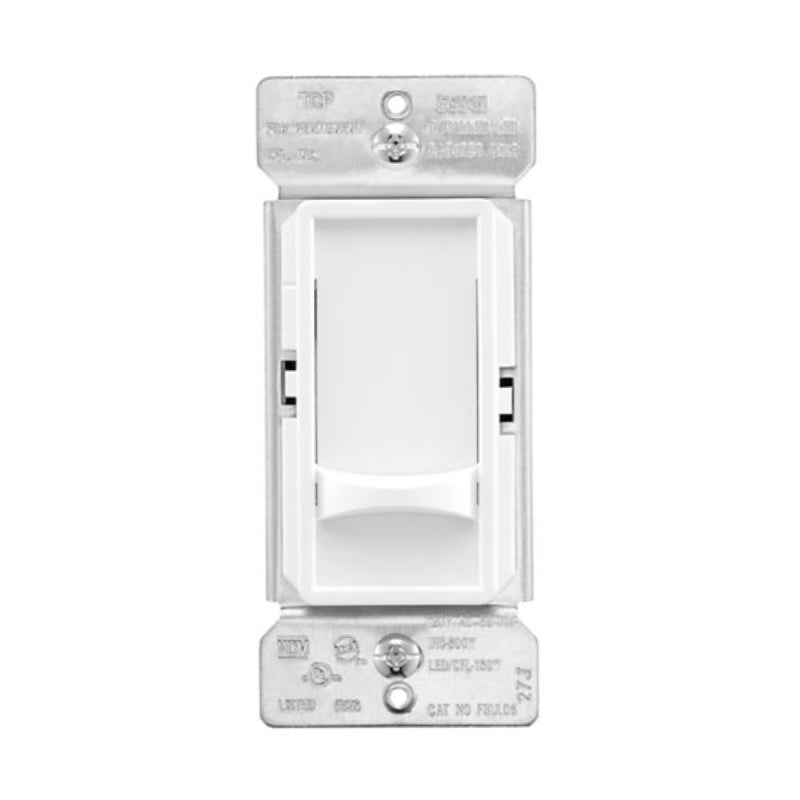 Eaton FSUL06-W-KB-L LED Slide Dimmer, 120 V, 3-Gang, CFL, Fluorescent, Halogen, Incandescent, LED Lamp, White