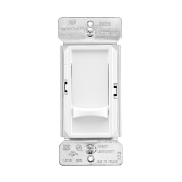 Eaton FSUL06-W-KB-L LED Slide Dimmer, 120 V, 3-Gang, CFL, Fluorescent, Halogen, Incandescent, LED Lamp, White