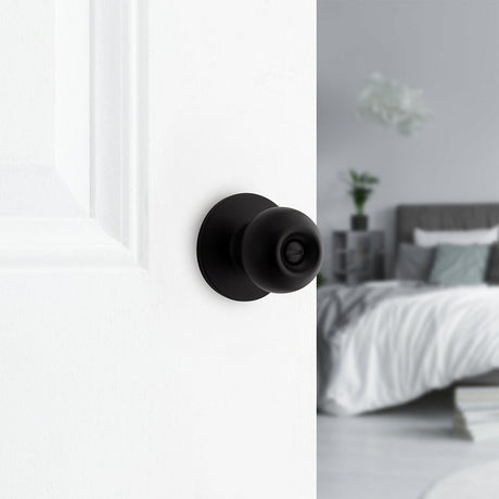 Weiser Safe Lock Regina 9SK30000-054 Privacy Door Handle, Transitional Design, Knob Handle, Matte Black, Turn Piece