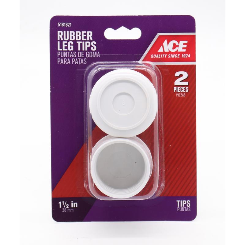 Ace Rubber Leg Tip Off-White Round 1-1/2 in. W 2 pk