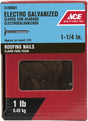 Ace 1-1/4 in. Roofing Electro-Galvanized Steel Nail Large Head 1 lb
