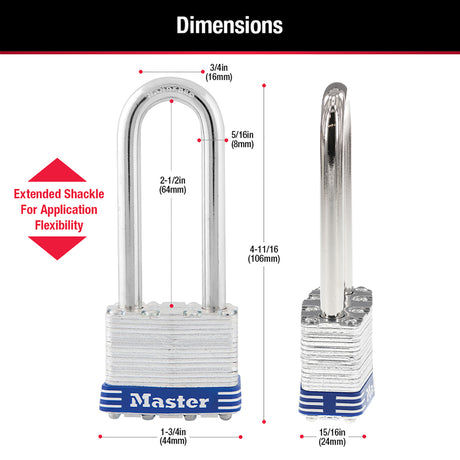 Master Lock 4-11/16 in. H X 1-3/4 in. W Laminated Steel Double Locking Exterior Padlock