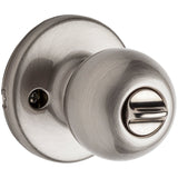 Kwikset 400P 15 6AL RCS K3 V1 Entry Knob, Ball, Polo, Satin Nickel, Zinc, K3, KW1 Keyway