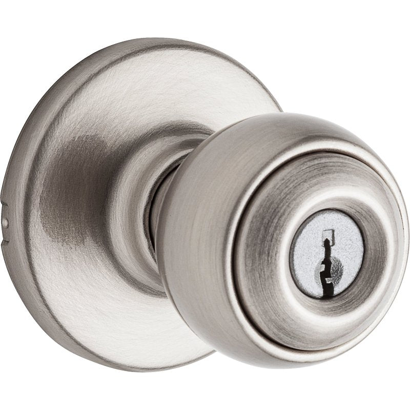 Kwikset 400P 15 6AL RCS K3 V1 Entry Knob, Ball, Polo, Satin Nickel, Zinc, K3, KW1 Keyway