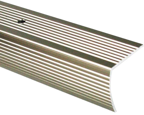 M-D 43880 Stair Edging, 72 in L, 1-1/8 in W, 1-1/8 in H, Aluminum, Pewter