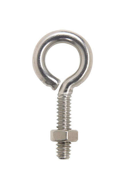 Hampton 3/16 in. X 1-1/2 in. L Stainless Stainless Steel Eyebolt Nut Included, Pack of 10