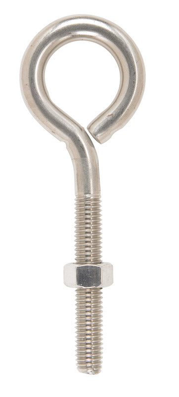 Hampton 1/2 in. X 6 in. L Stainless Stainless Steel Eyebolt Nut Included, Pack of 5