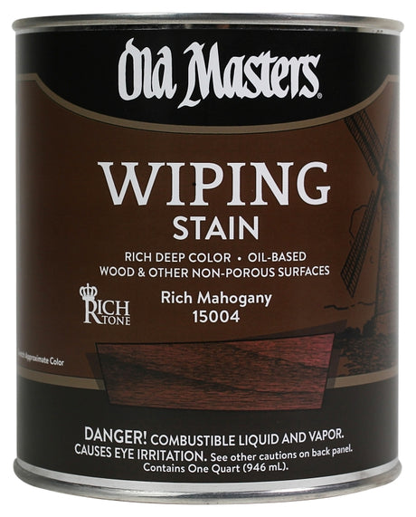 Old Masters 15004 Wiping Stain, Rich Mahogany, Red, Liquid