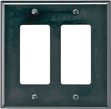Eaton Wiring Devices PJ262BK Wallplate, 4-7/8 in L, 4.93 in W, 2 -Gang, Polycarbonate, Black, High-Gloss