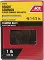 Ace 4D 1-1/2 in. Common Bright Steel Nail Round Head 1 lb
