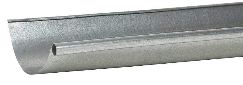 Amerimax L10265BX-U Gutter, 10 ft L, 5 ft W, Half Round, Single Bead Profile, 26 ga Thick Material, Steel, Galvanized, Pack of 5