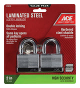 Ace 1-1/2 in. H X 2 in. W X 1-1/16 in. L Laminated Steel Double Locking Padlock