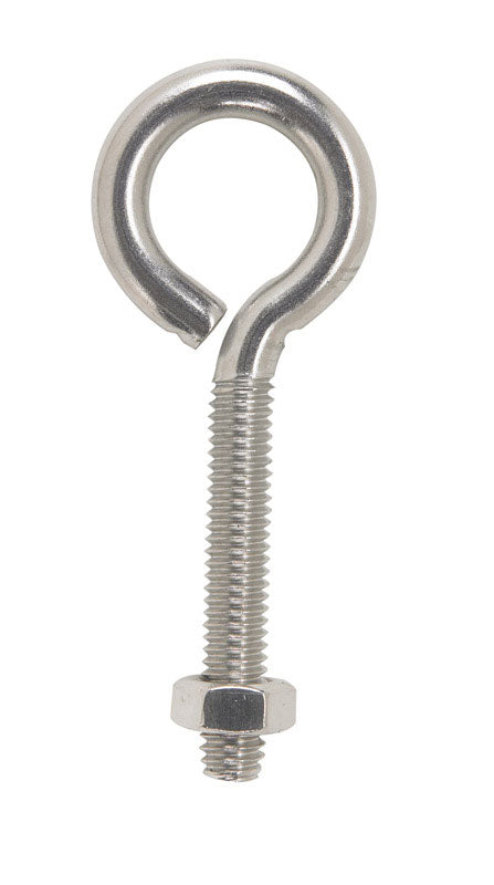 Hampton 5/16 in. X 3-1/4 in. L Stainless Stainless Steel Eyebolt Nut Included, Pack of 5