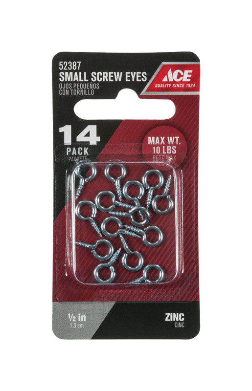 Ace 1/16 in. D X 0.5 in. L Zinc-Plated Steel Screw Eye 10 lb. cap. 14 pk, Pack of 5