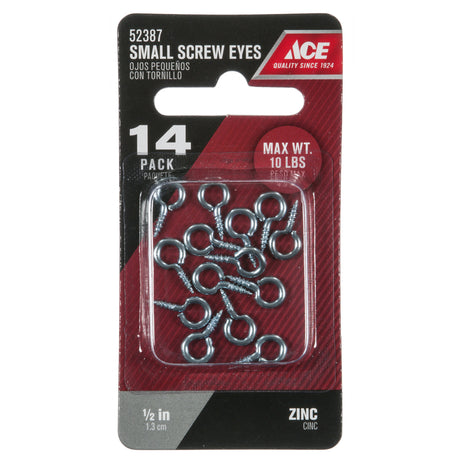 Ace 1/16 in. D X 0.5 in. L Zinc-Plated Steel Screw Eye 10 lb. cap. 14 pk, Pack of 5
