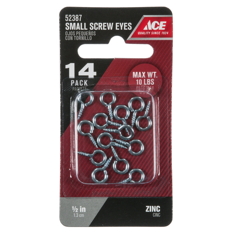 Ace 1/16 in. D X 0.5 in. L Zinc-Plated Steel Screw Eye 10 lb. cap. 14 pk, Pack of 5