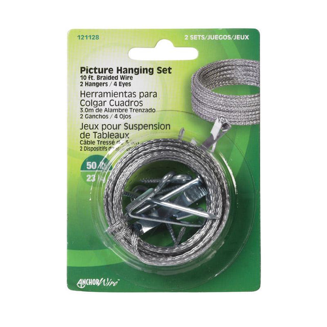 HILLMAN Steel-Plated Conventional Picture Hanging Set 50 lb 2 pk, Pack of 10