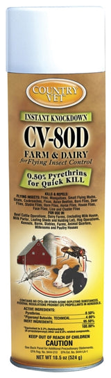 Country Vet 348318CVA CV-80D Insecticide, Gas, Amber/Light Yellow, Characteristic, 25 oz Aerosol Can