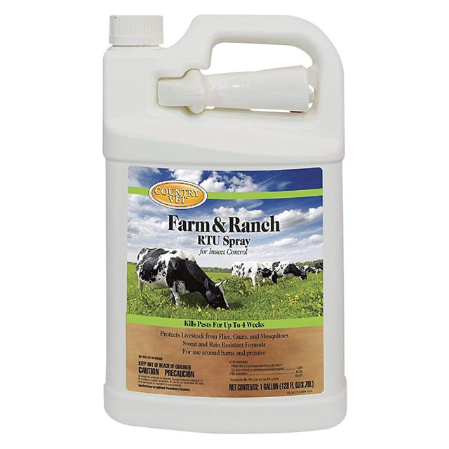 Country Vet 345292CVA Farm and Ranch RTU Spray, Liquid, Milky/White, Sweet, 1 gal, Pack of 4