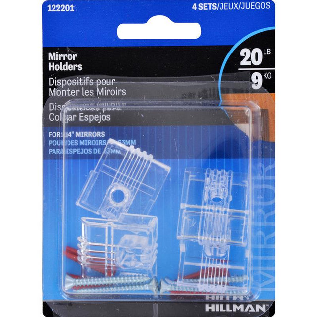 HILLMAN Plastic Coated Heavy Duty Mirror Holder Kit 20 lb 4 pk, Pack of 10