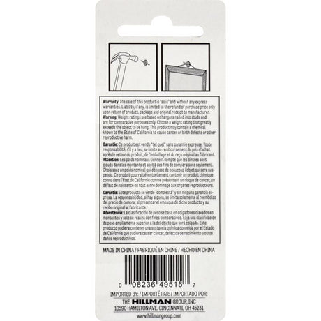HILLMAN Brass-Plated One Piece Quick Hanger 10 lb 5 pk, Pack of 10