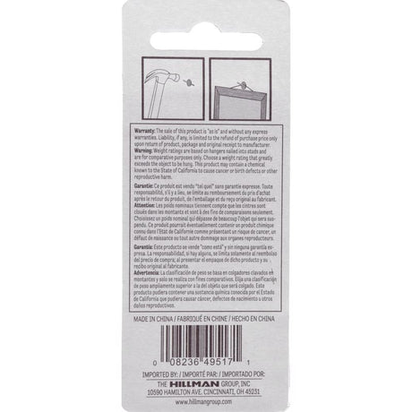 HILLMAN Brass-Plated One Piece Quick Hanger 20 lb 5 pk, Pack of 10
