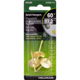 HILLMAN Brass-Plated Gold One Piece Quick Hanger 60 lb 3 pc, Pack of 10