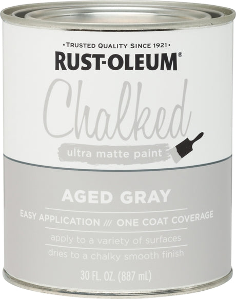 Chalked 285143 Chalk Paint, Ultra Matte, 30 oz, Aged Gray, Pack of 2