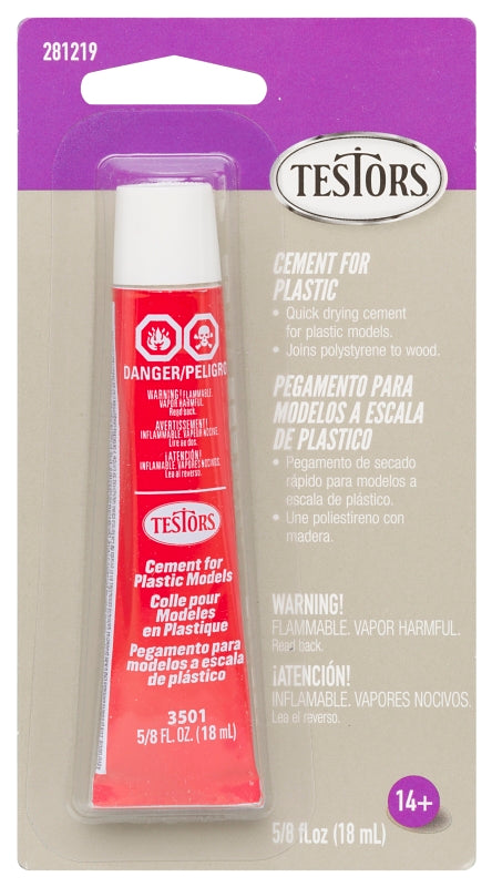 Testors 281219 Cement Adhesive, Liquid, Solvent Like, 5/8 oz