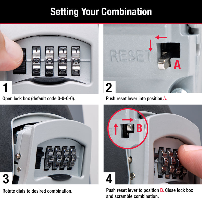 Master Lock 5-7/32 in. H X 3-1/4 in. W Metal 4-Digit Combination Lock Box, Pack of 4