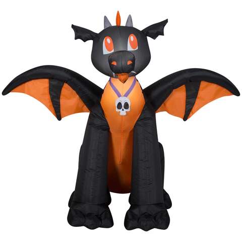 Gemmy Airblown 3.5 ft. LED Prelit Black and Orange Dragon Inflatable