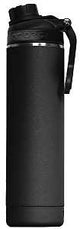 Orca ORCHYD22BK/BK/BK Hydration Bottle, 22 oz, 18/8 Stainless Steel, Black, Powder-Coated